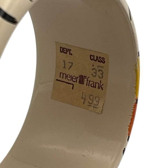 Vtg Retro Artisan Hand Painted Wood Geometric Crackle Bangle Bracelet 80s 90s - Picture 7 of 12